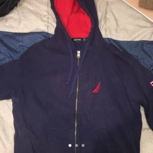 Nautica Navy Blue and red hoodie